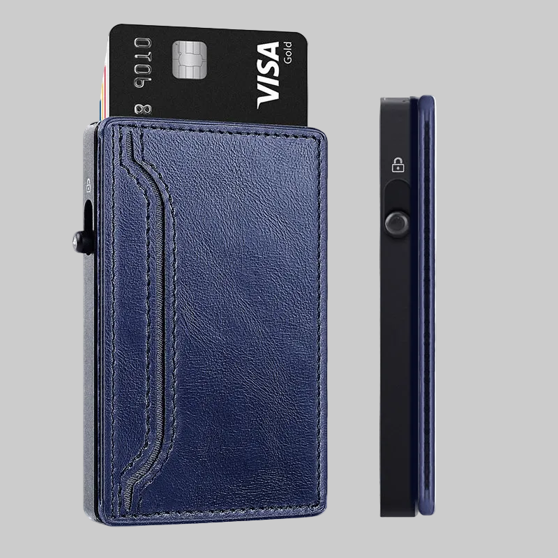 TOYFID Wallet With PU Leather Cover,Aluminum Alloy Pop Up Wallet Holder Card