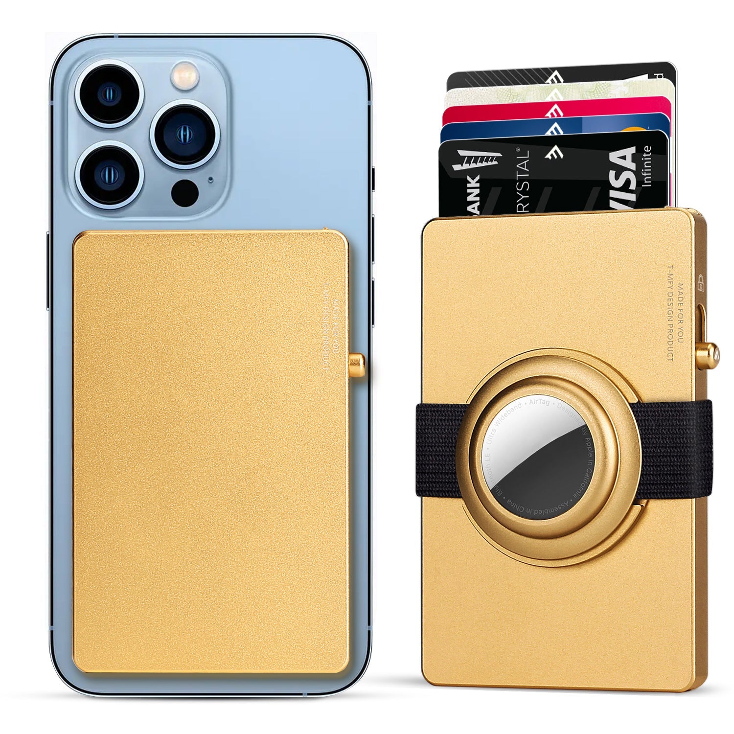 TOYFID All-Aluminum Pop Up Slide Rfid Slim Card Holder Wallet With Airtag Holder-7